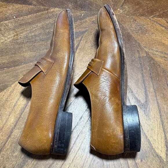 Vintage Florsheim Cognac Loafers Bike Toe Men’s 10.5 D Braided Brown Leather main image 4